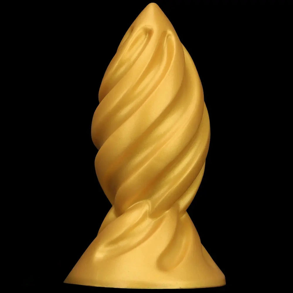 6.49in 7.67in 9.05in 9.84in Golden Silicone Spiral Thread Masturbation Dildo