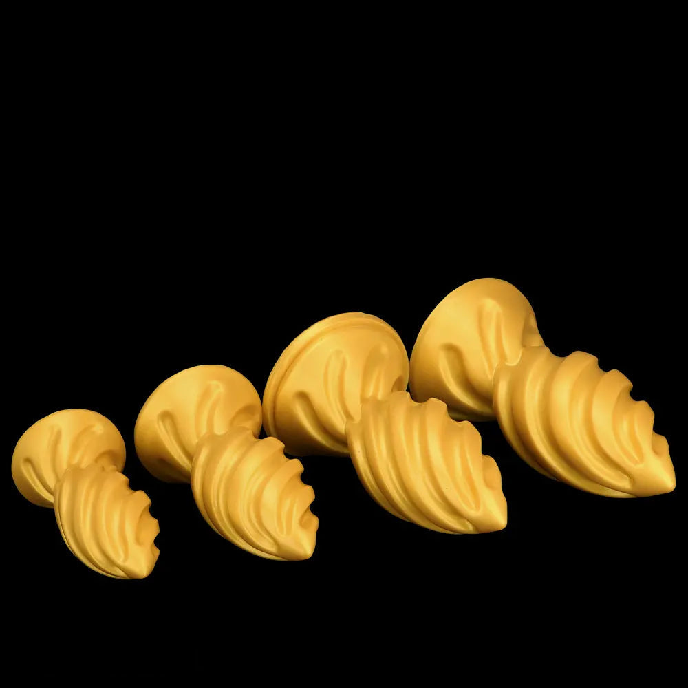 6.49in 7.67in 9.05in 9.84in Golden Silicone Spiral Thread Masturbation Dildo