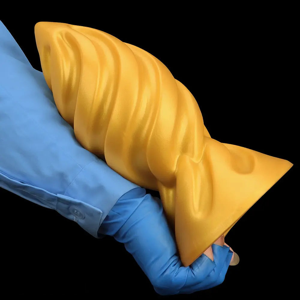 6.49in 7.67in 9.05in 9.84in Golden Silicone Spiral Thread Masturbation Dildo