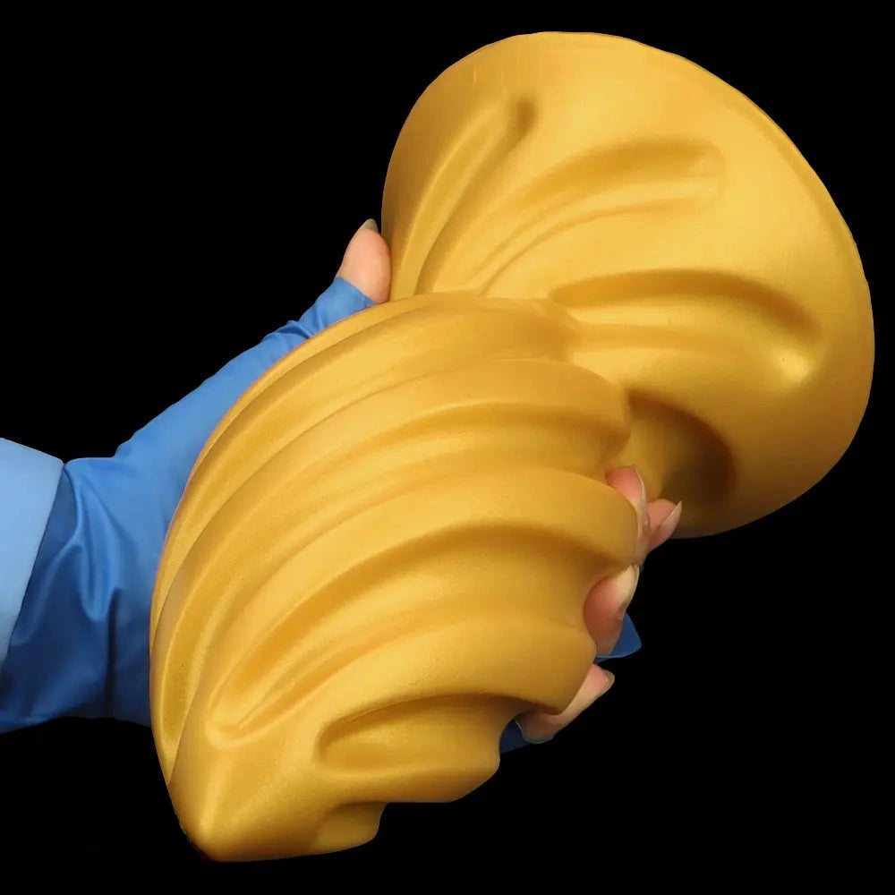 6.49in 7.67in 9.05in 9.84in Golden Silicone Spiral Thread Masturbation Dildo
