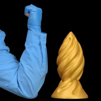 6.49in 7.67in 9.05in 9.84in Golden Silicone Spiral Thread Masturbation Dildo