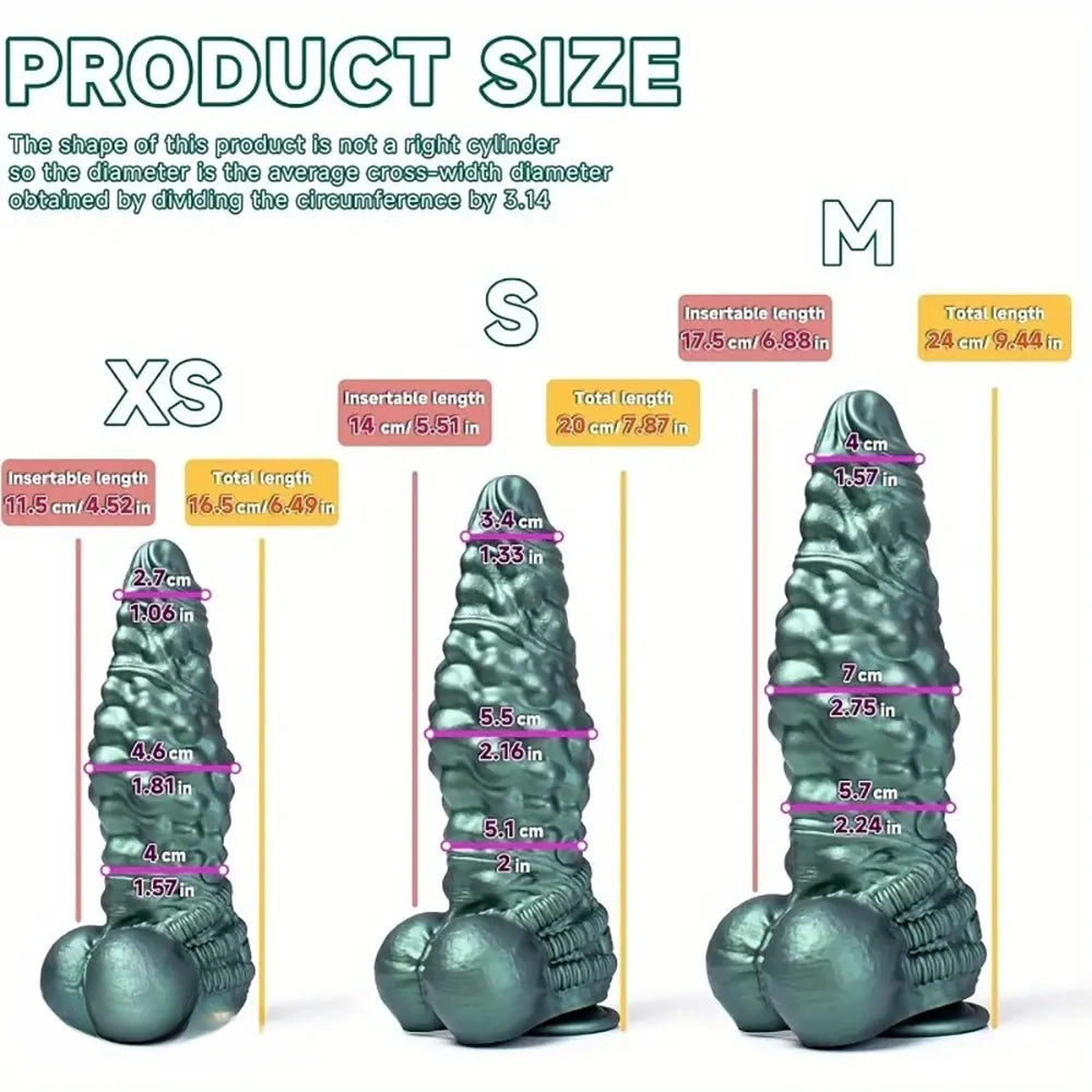 6.49in 7.87in 9.44in 10.62in 12.59in Fantasy Monster Mechanical Big Dildo