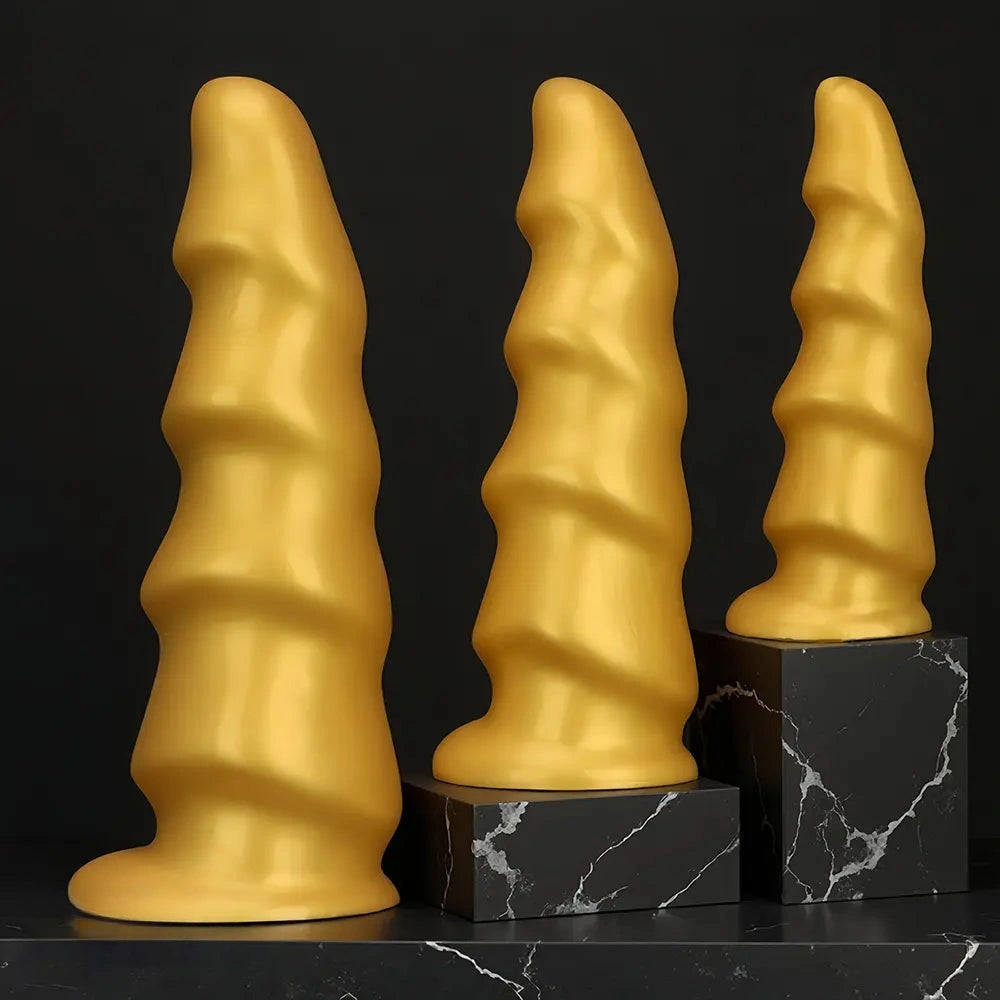 6.49in 8.26in 10.03in Golden Silicone Fantasy Dildo For Couples Intimacy