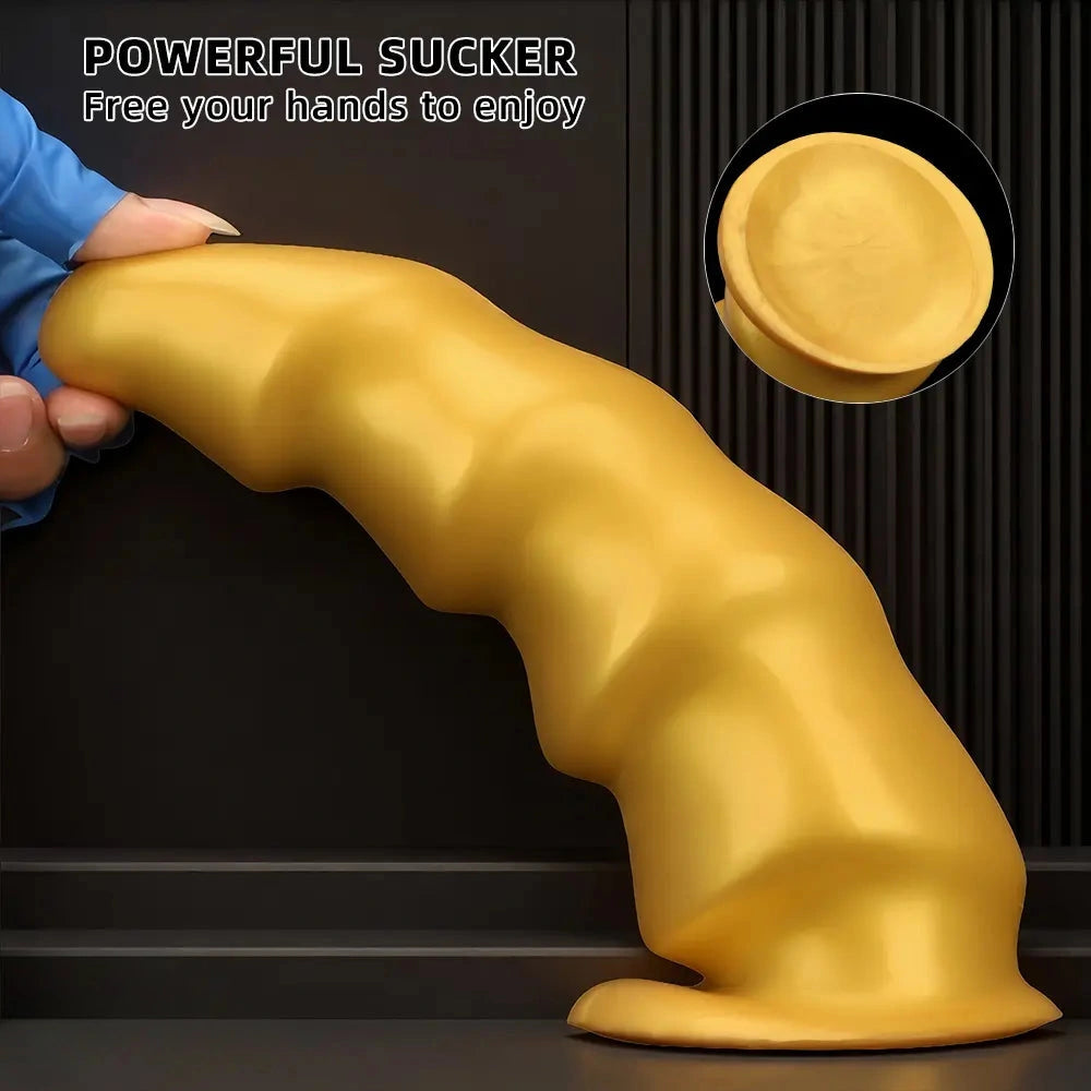 6.49in 8.26in 10.03in Golden Silicone Fantasy Dildo For Couples Intimacy
