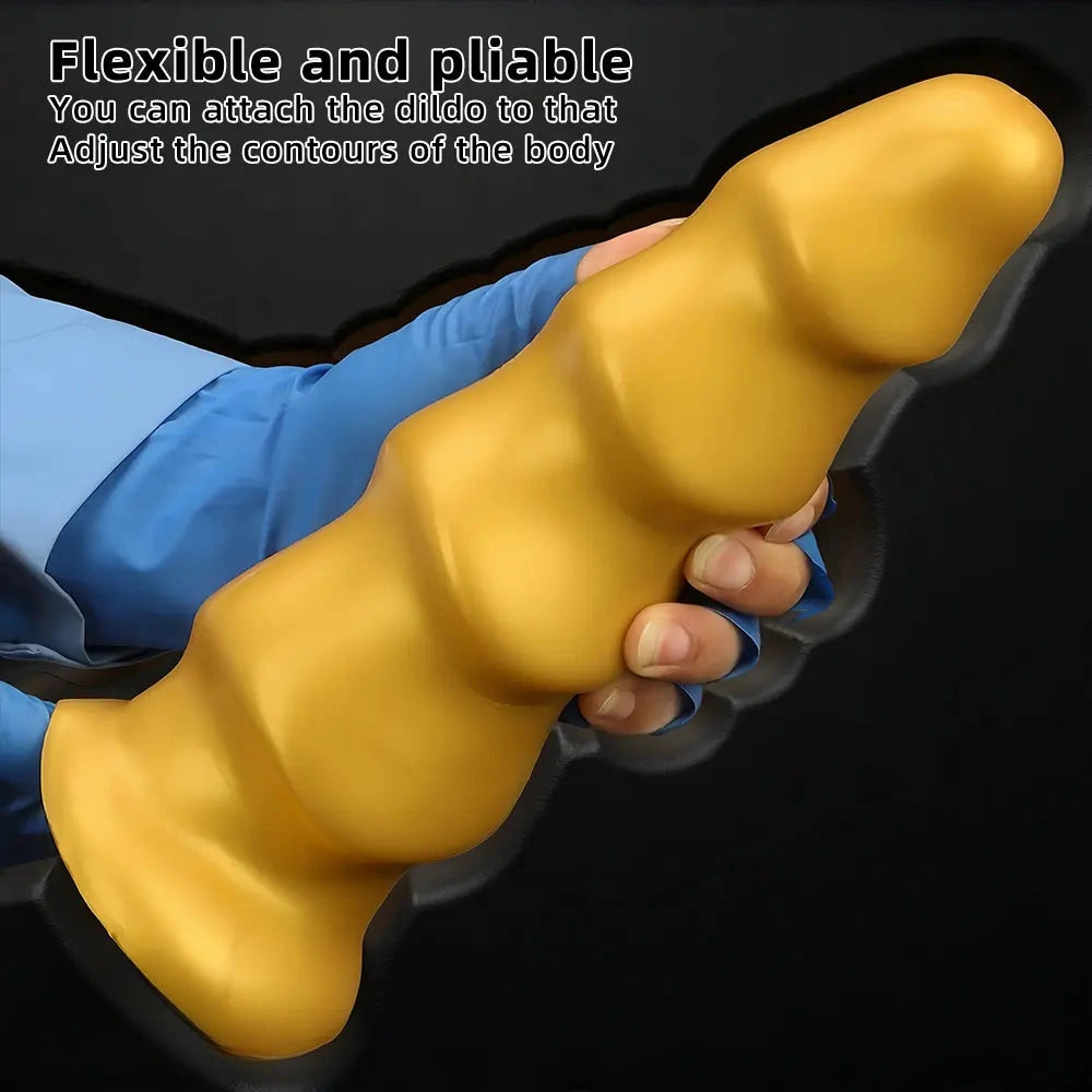 6.49in 8.26in 10.03in Golden Silicone Fantasy Dildo For Couples Intimacy