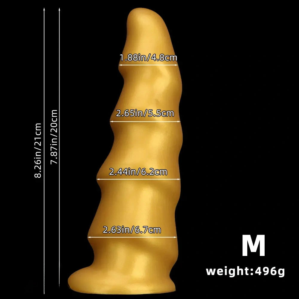 6.49in 8.26in 10.03in Golden Silicone Fantasy Dildo For Couples Intimacy