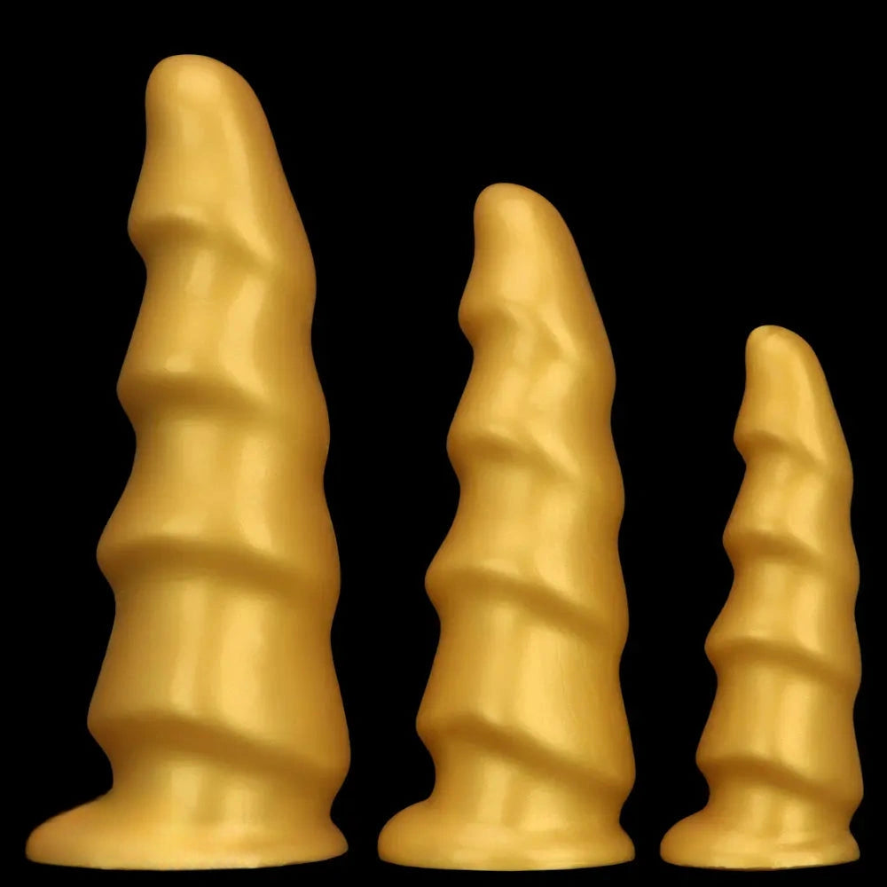 6.49in 8.26in 10.03in Golden Silicone Fantasy Dildo For Couples Intimacy