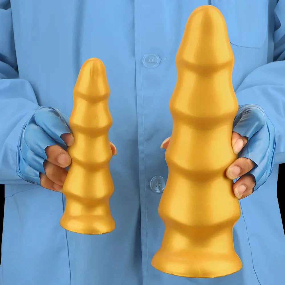 6.49in 8.26in 10.03in Golden Silicone Fantasy Dildo For Couples Intimacy
