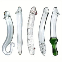 6.49in 8.26in Glass Dual Heads Dildo For Anal Vaginal Stimulation