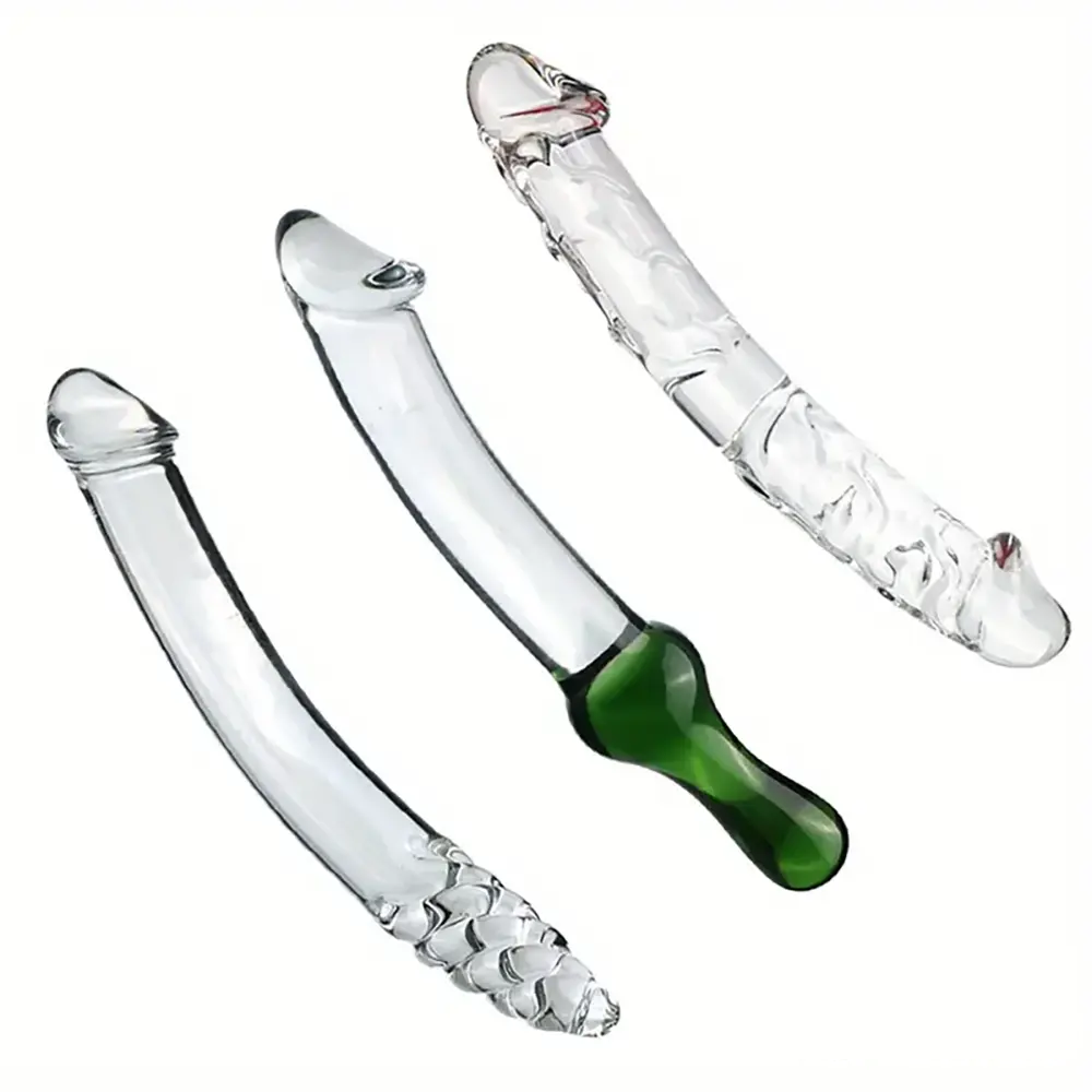 6.49in 8.26in Glass Dual Heads Dildo For Anal Vaginal Stimulation