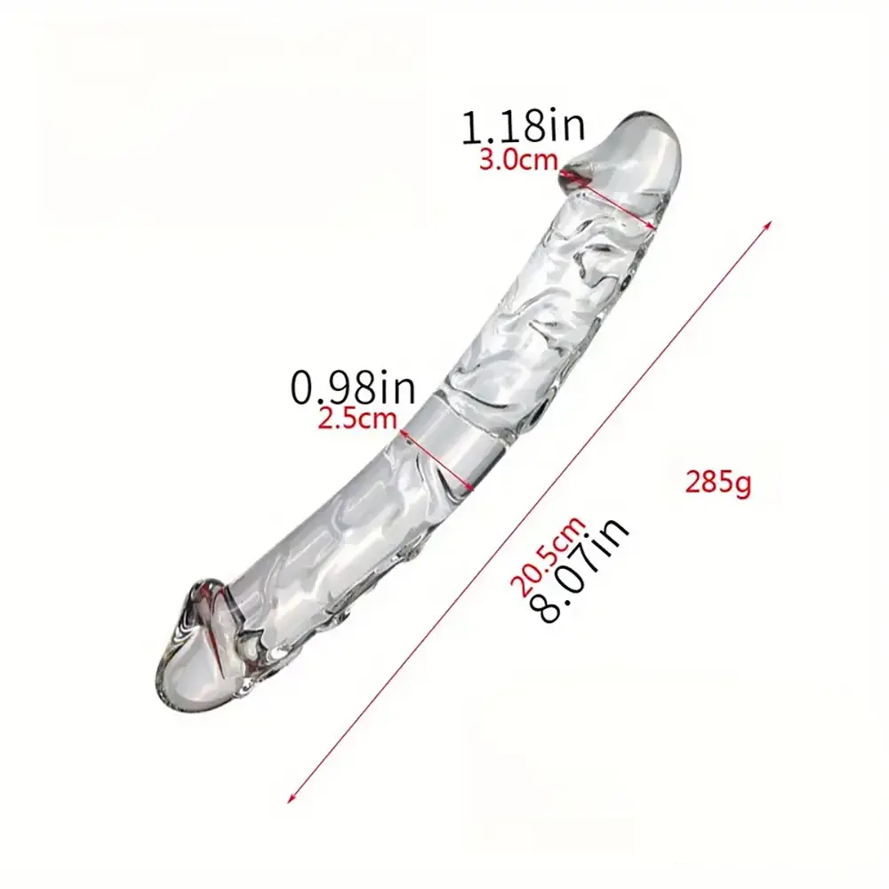 6.49in 8.26in Glass Dual Heads Dildo For Anal Vaginal Stimulation