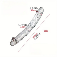 6.49in 8.26in Glass Dual Heads Dildo For Anal Vaginal Stimulation
