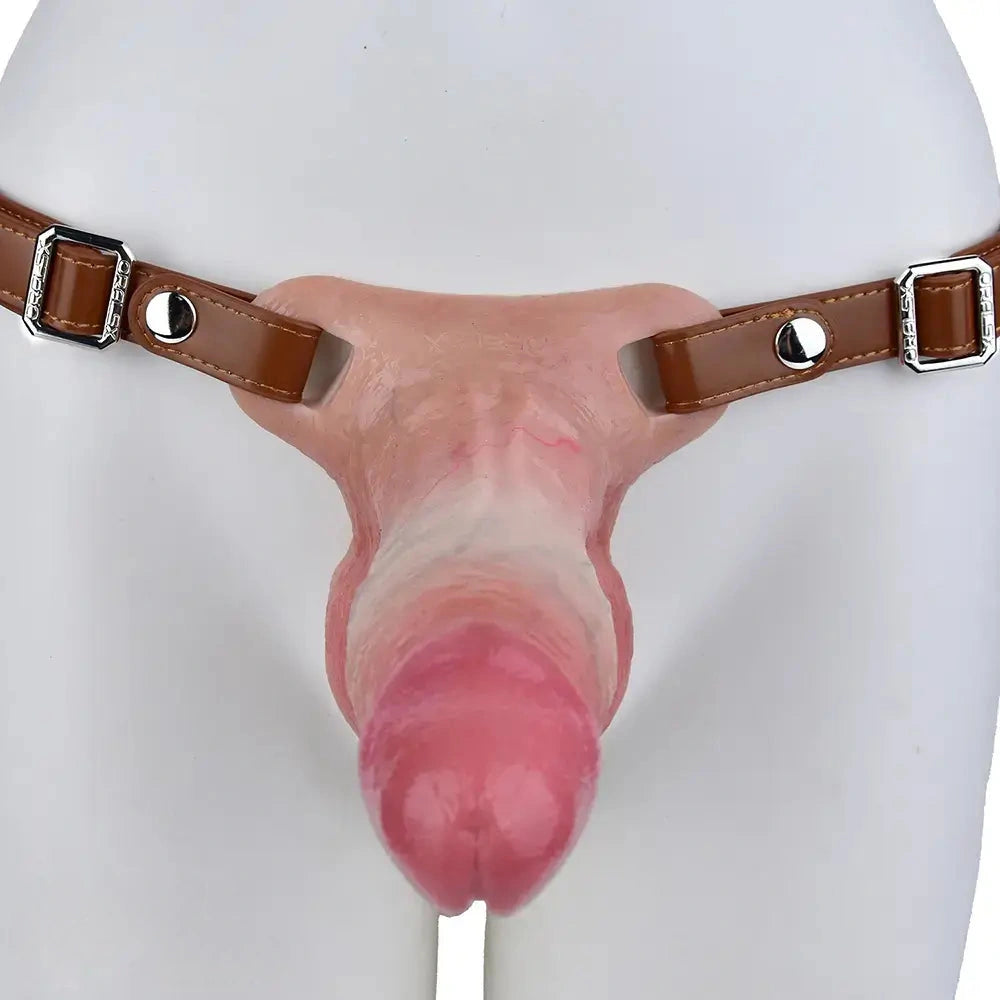 6.49in 8.46in Durable Manual Play Strap on Dual Density Silicone Solid Dildo