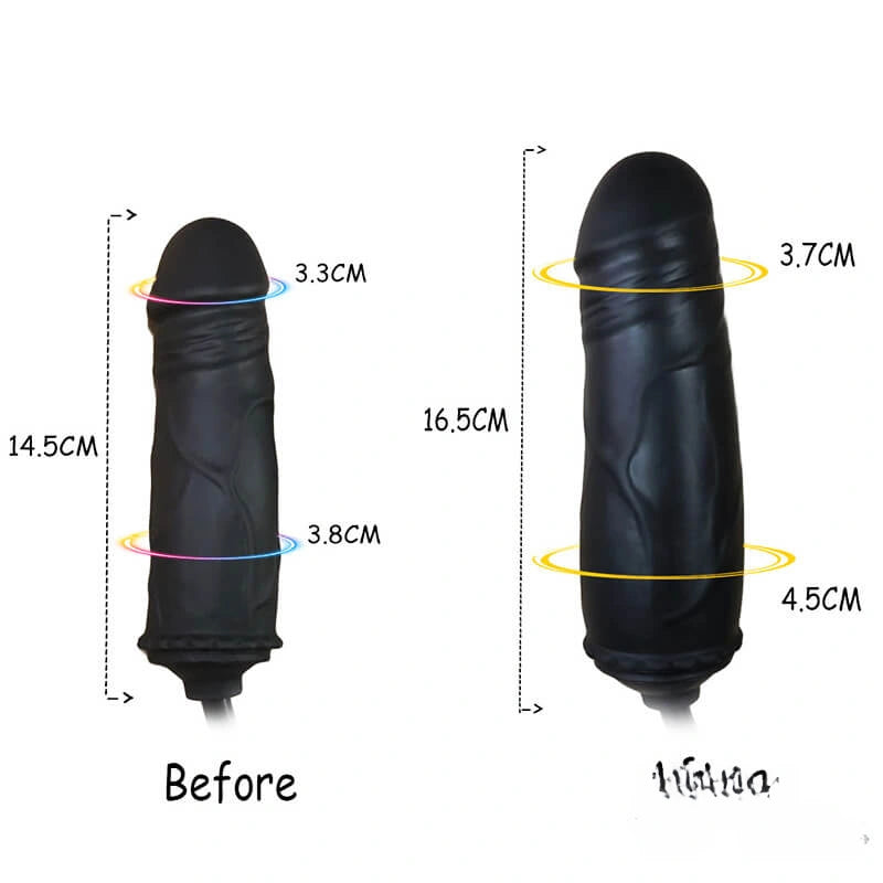 6.49in Black Silicone Inflatable Dildo Adult Sex Toy