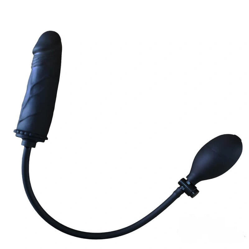 6.49in Black Silicone Inflatable Dildo Adult Sex Toy