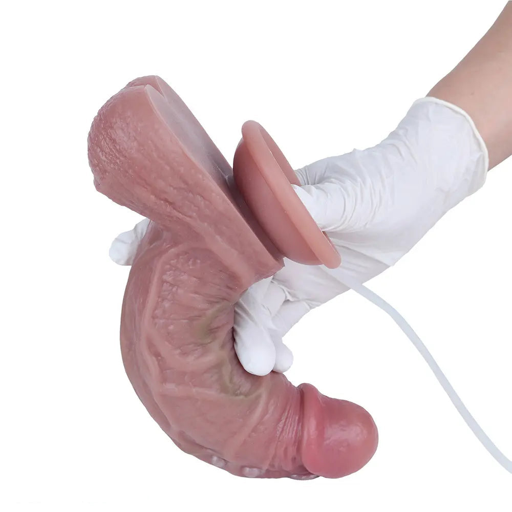 6.49in Double Layer Squirting Strap on Dildo Game Love Tool For Couples