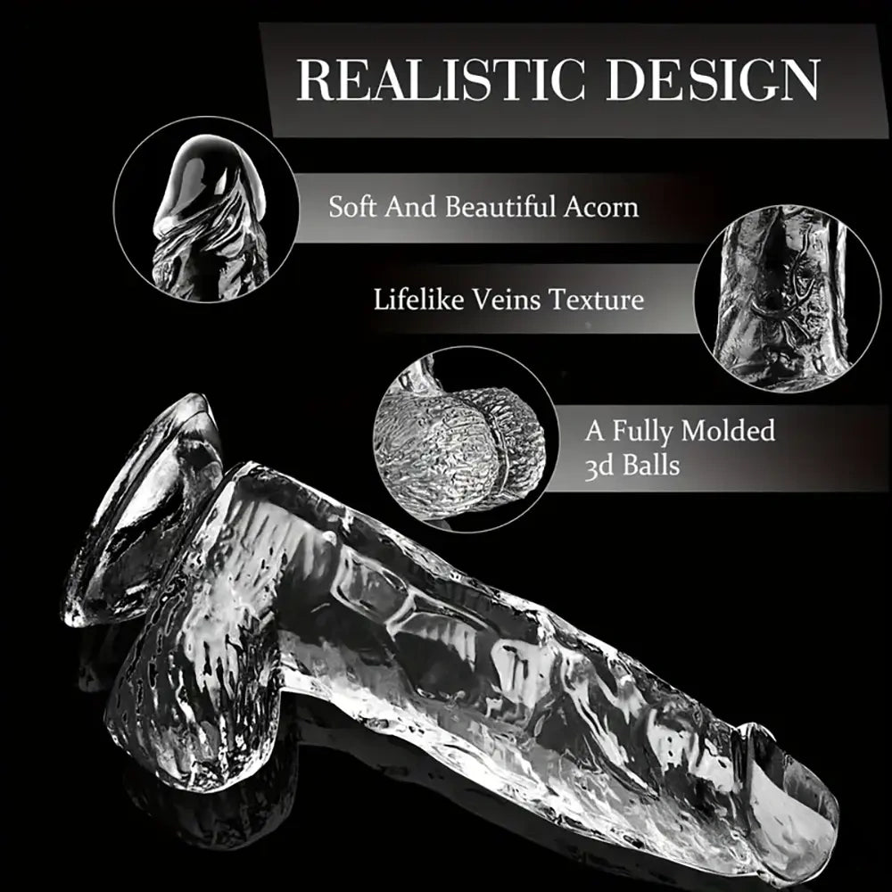 6.4in 7in 8in 9in Clear Real Cock Dildo For G-Spot Vaginal Sex Stimulation