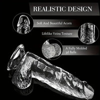 6.4in 7in 8in 9in Clear Real Cock Dildo For G-Spot Vaginal Sex Stimulation