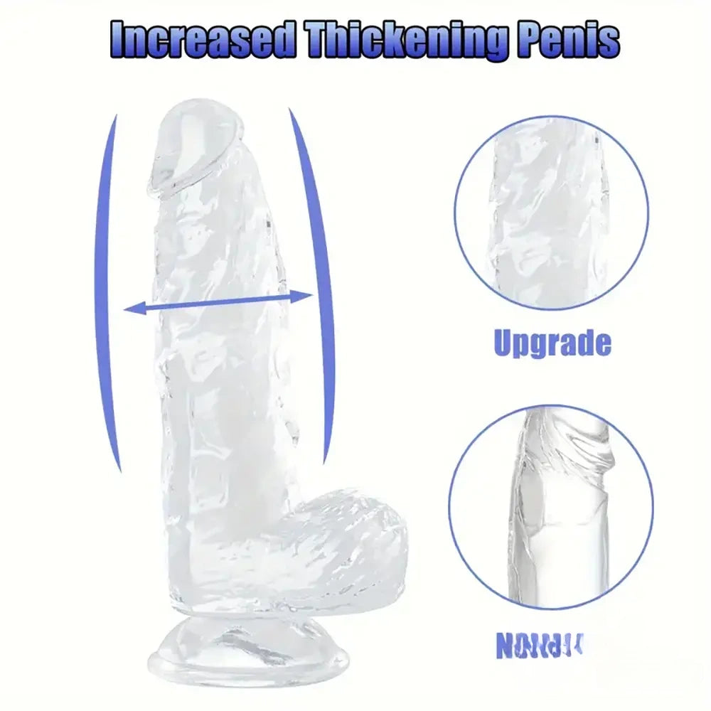 6.4in 7in 8in 9in Clear Real Cock Dildo For G-Spot Vaginal Sex Stimulation