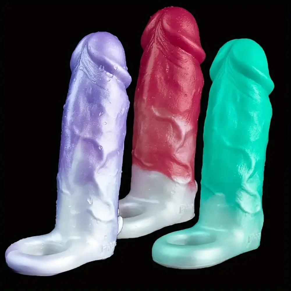 6.4in Colorful Soft Silicone Sleeve Hollow Skin Feeling Dildo Sheath