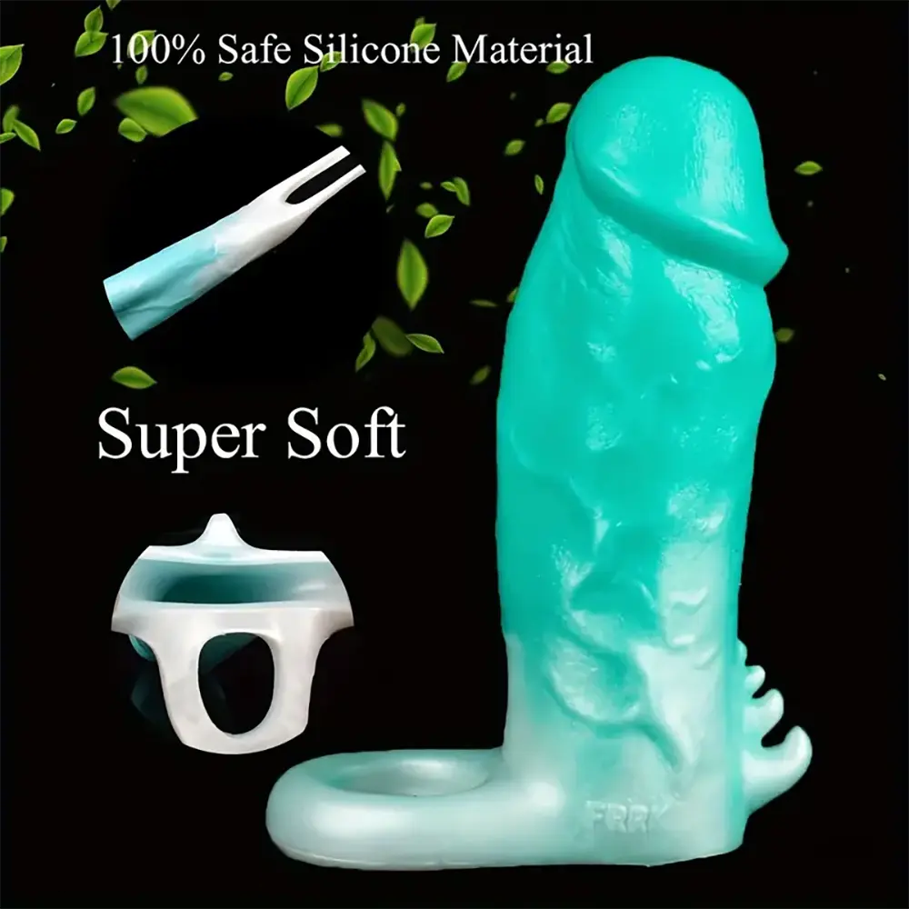 6.4in Colorful Soft Silicone Sleeve Hollow Skin Feeling Dildo Sheath