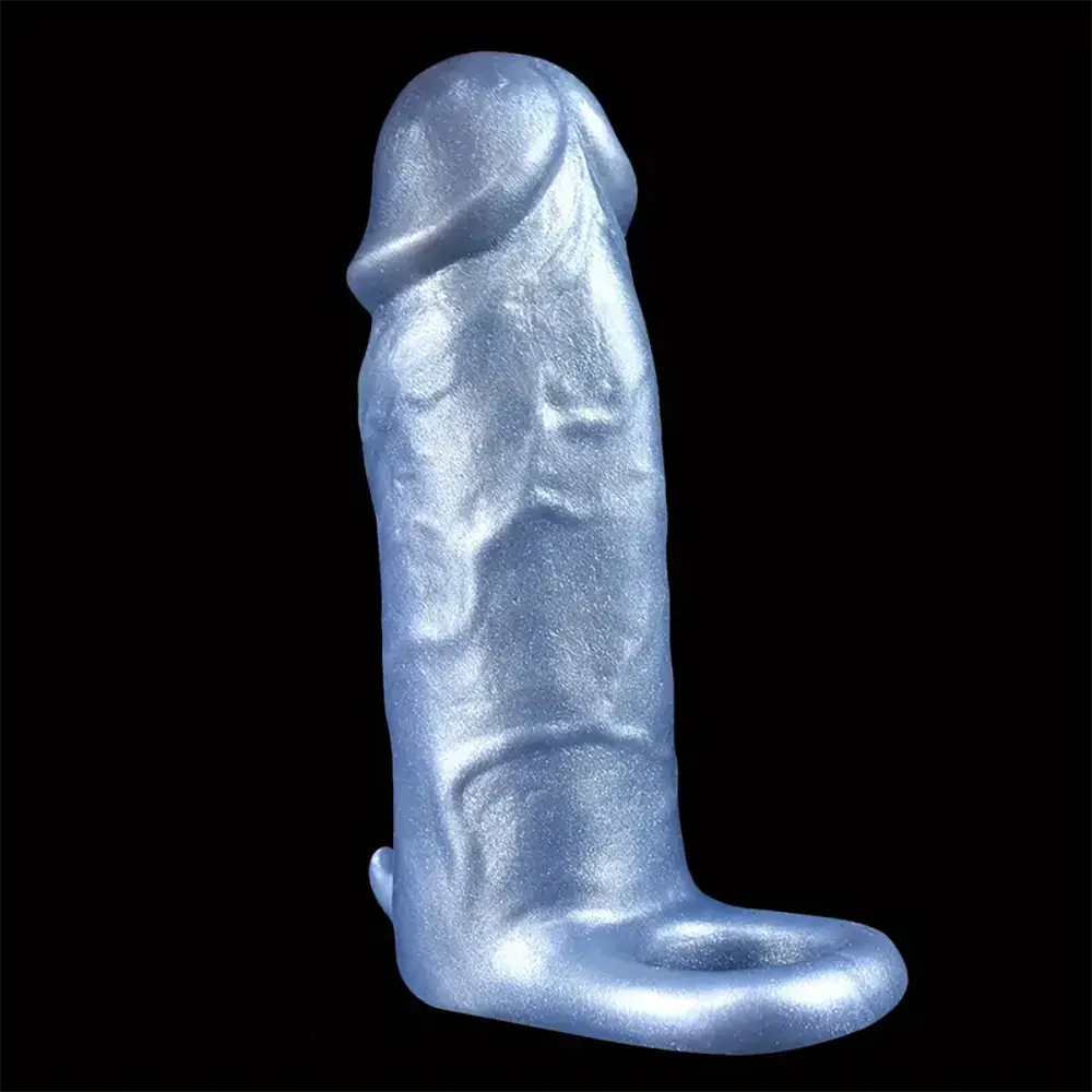 6.4in Colorful Soft Silicone Sleeve Hollow Skin Feeling Dildo Sheath