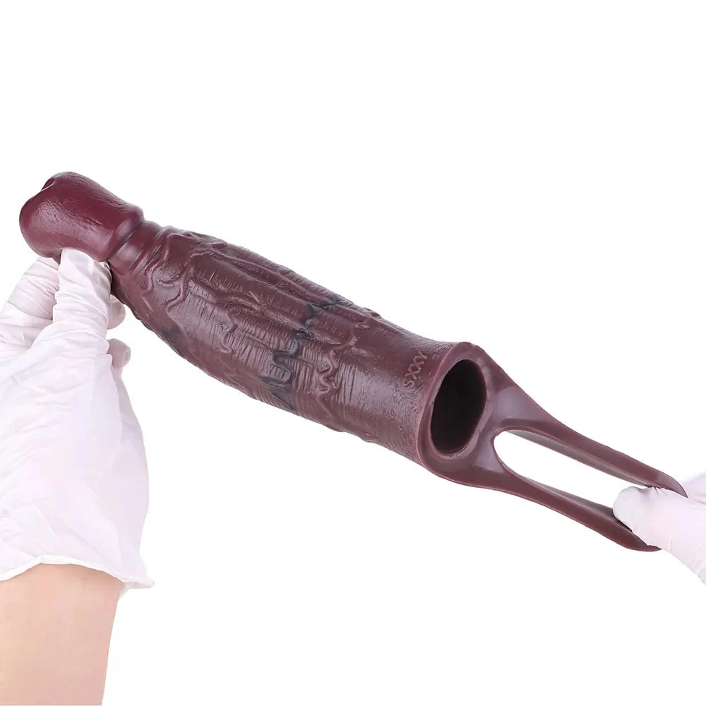 6.53in Male Wearable Masturbator Hollow Penis Sleeve Dildo Enhancement