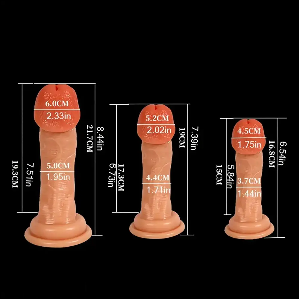 6.54in 7.39in 8.44in PVC Huge Glans Realistic Dildo For Anal Play
