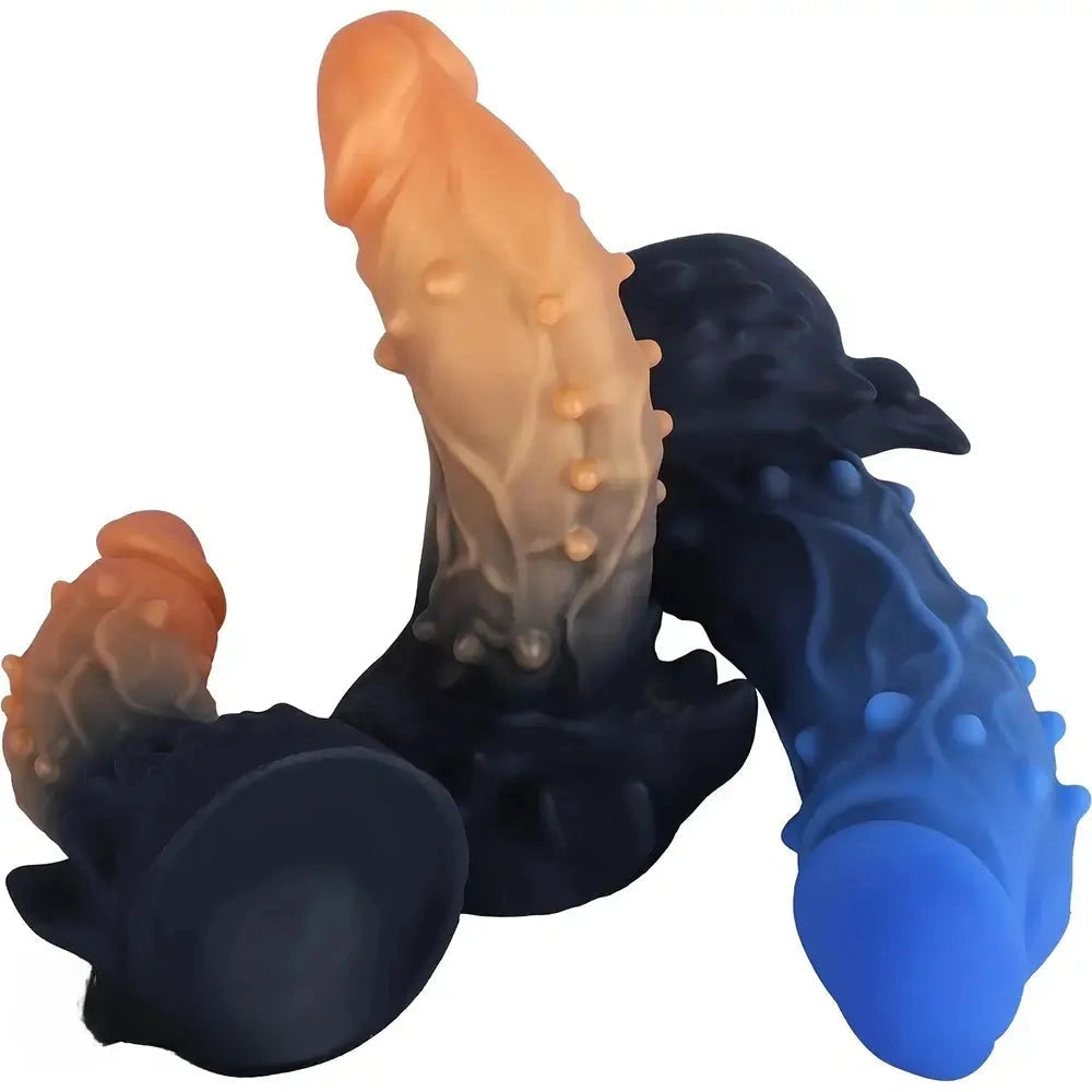 6.54in 7.68in 8.97in Soft Silicone Monster Spiked Dildo Thick Anal Plug Dildo