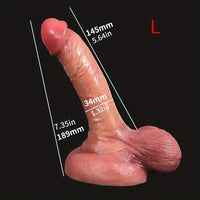 6.57in 7.35in Premium Realistic Silicone Soft Dildo With Lifelike Testicle