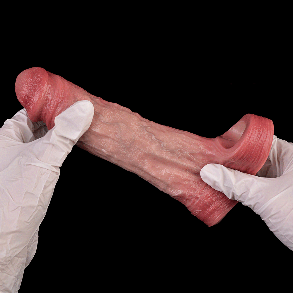 6.57in Vibrating Realistic Remote Silicone Hollow Dildo Sleeve Extender