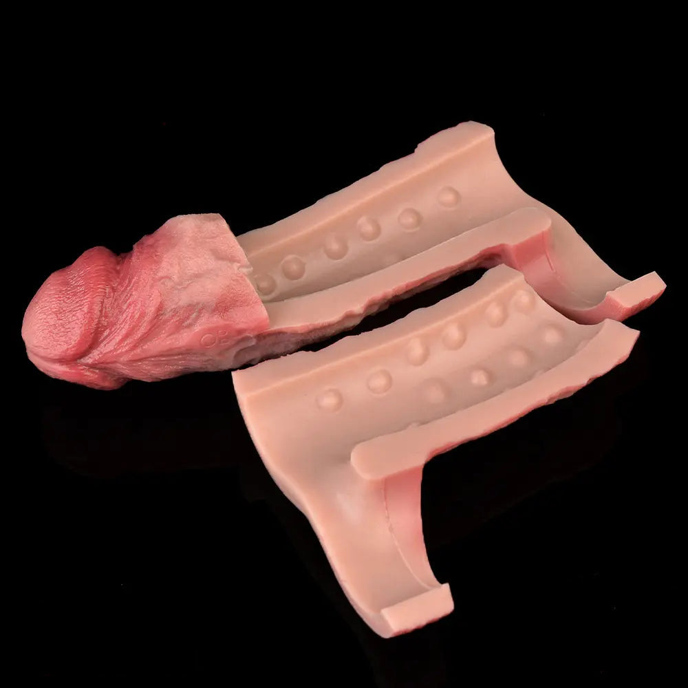 6.57in Vibrating Realistic Remote Silicone Hollow Dildo Sleeve Extender