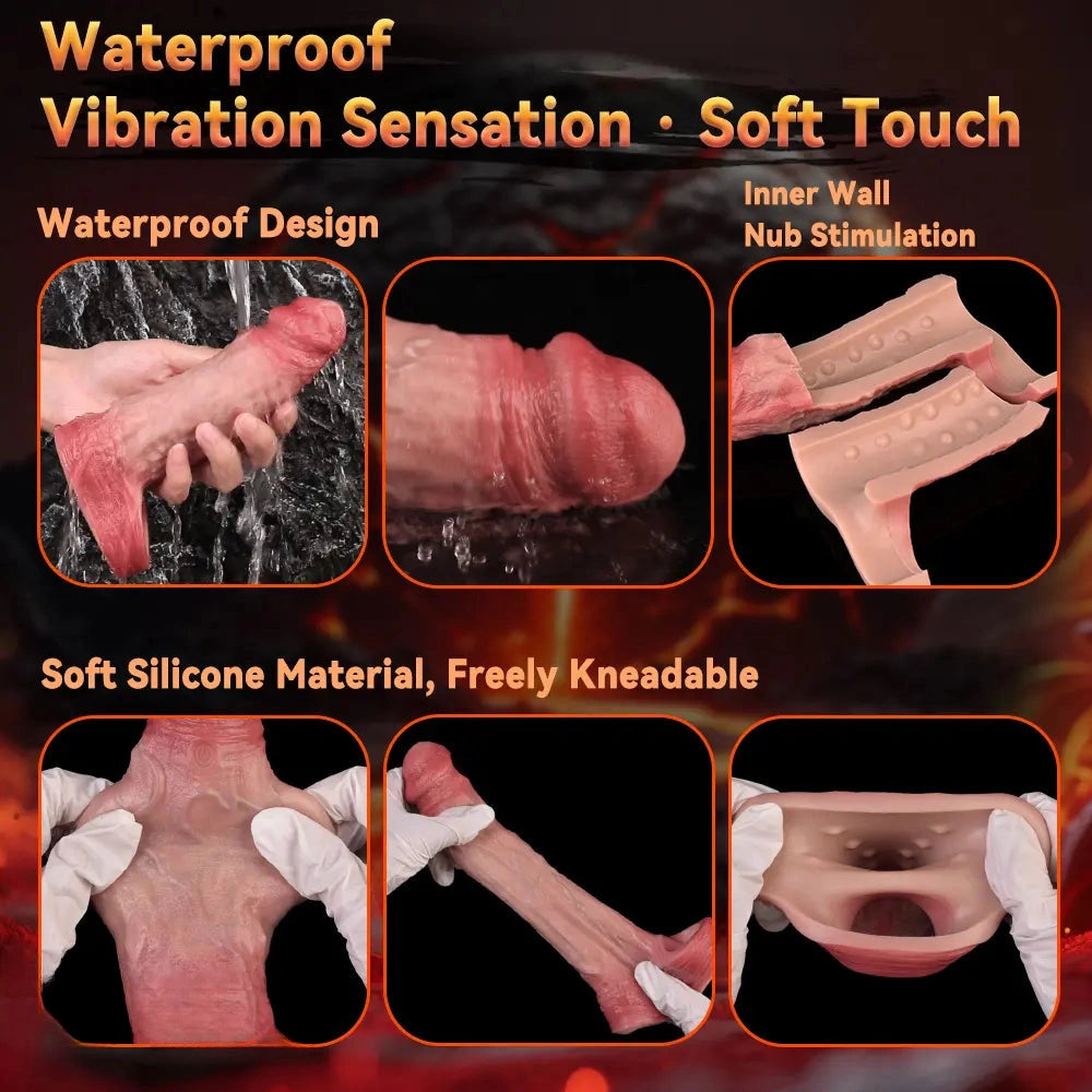 6.57in Vibrating Realistic Remote Silicone Hollow Dildo Sleeve Extender