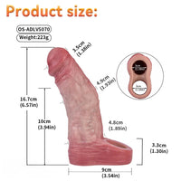 6.57in Vibrating Realistic Remote Silicone Hollow Dildo Sleeve Extender
