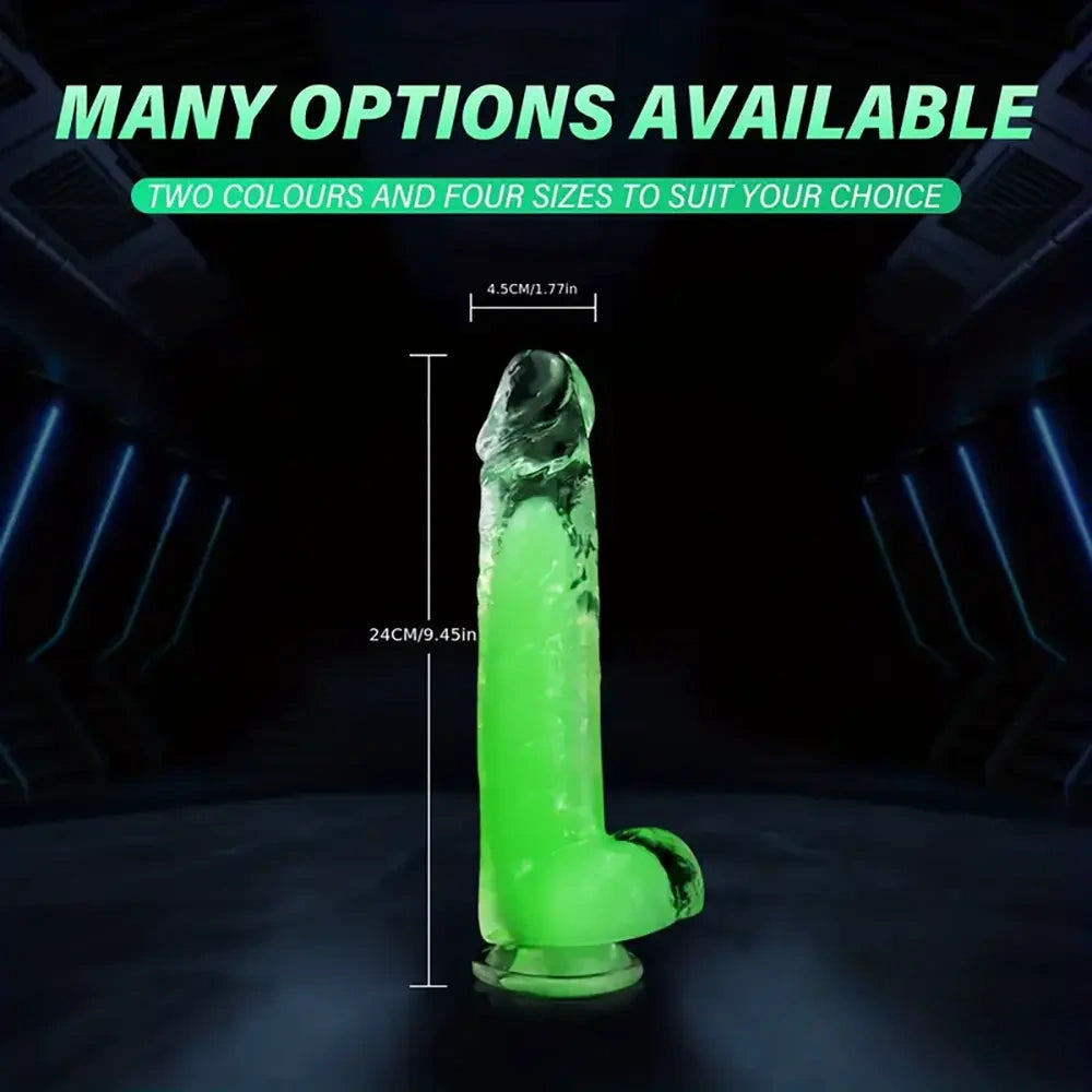 6.5in 7.3in 8.26in 9.44in Luminous Crystal TPE Soft Double-Layer Dildo