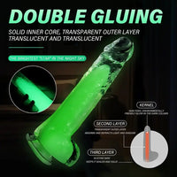 6.5in 7.3in 8.26in 9.44in Luminous Crystal TPE Soft Double-Layer Dildo
