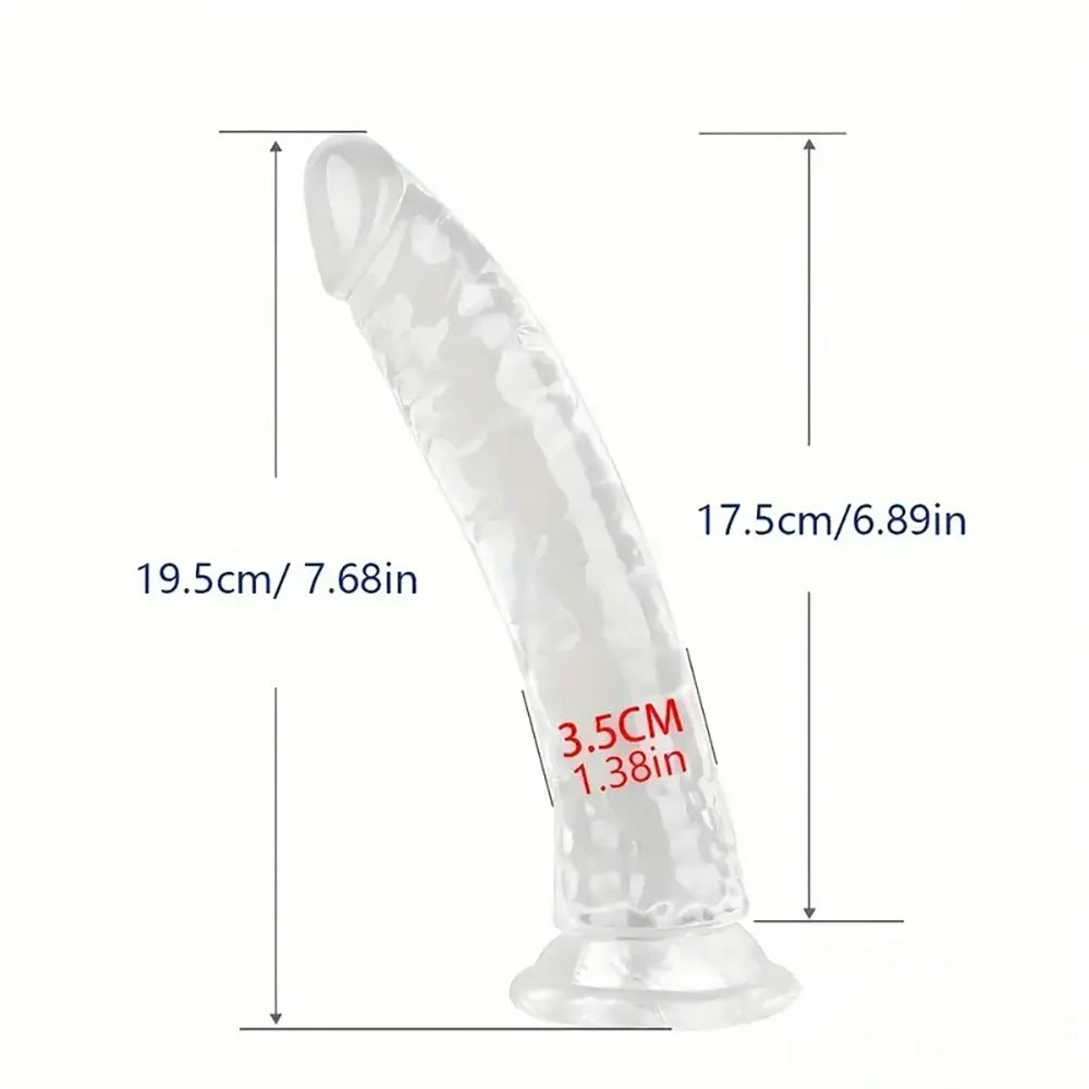 6.5in 7.68in 9.65in Clear Real Dildo For G-Spot Vaginal Sex Stimulation