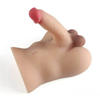 6.5In Dildo Slidable Balls Sex Torso With Flat Base Male Masturbator