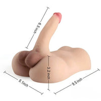 6.5In Dildo Slidable Balls Sex Torso With Flat Base Male Masturbator