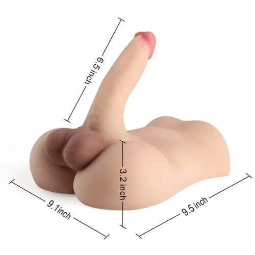 6.5In Dildo Slidable Balls Sex Torso With Flat Base Male Masturbator