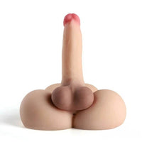 6.5In Dildo Slidable Balls Sex Torso With Flat Base Male Masturbator