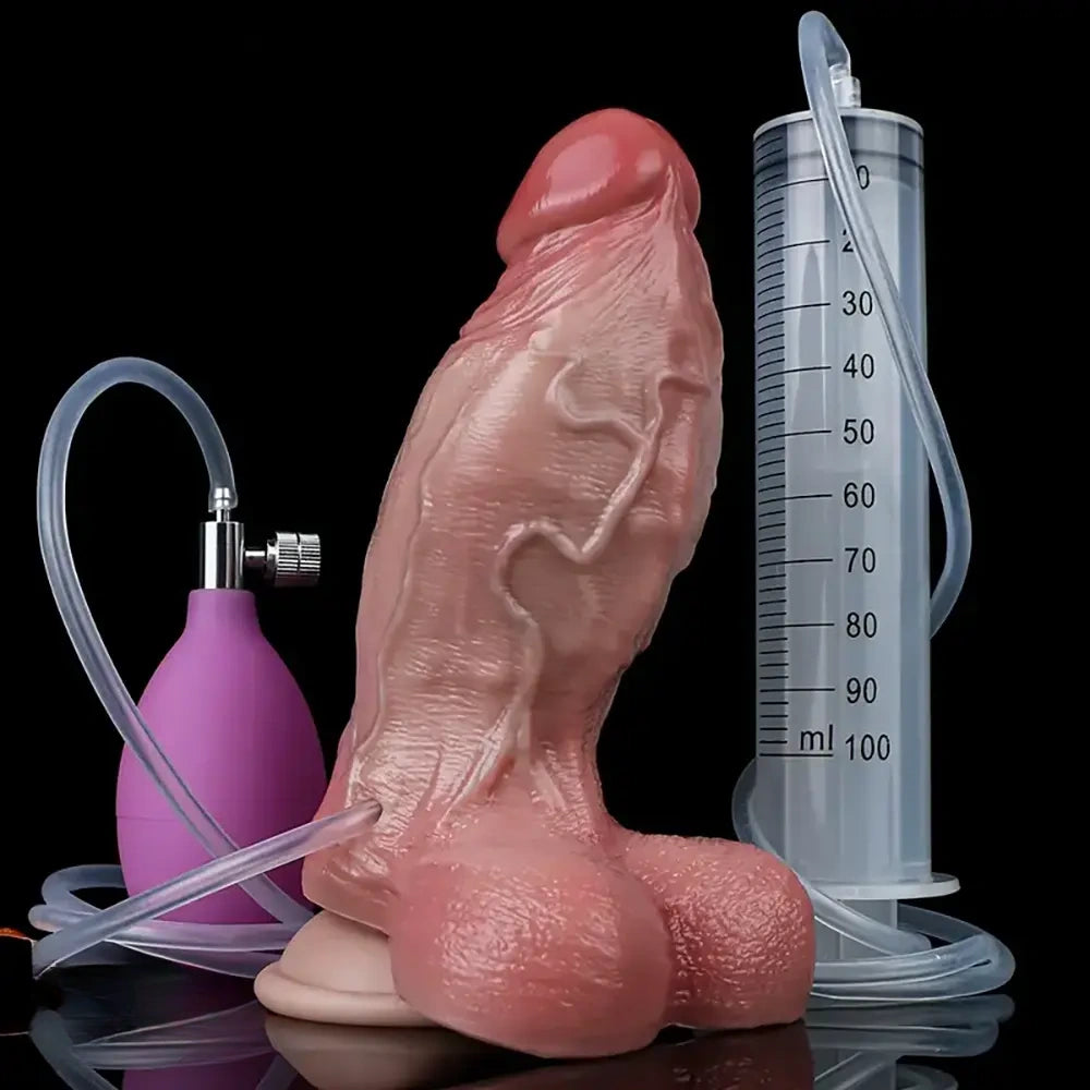 6.5in Inflatable Water-Spraying Silicone Soft Anal Penis Dildo Adult Toy