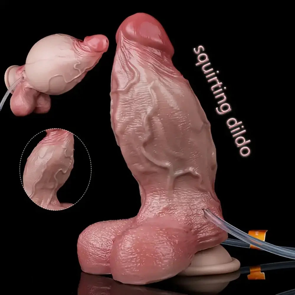 6.5in Inflatable Water-Spraying Silicone Soft Anal Penis Dildo Adult Toy