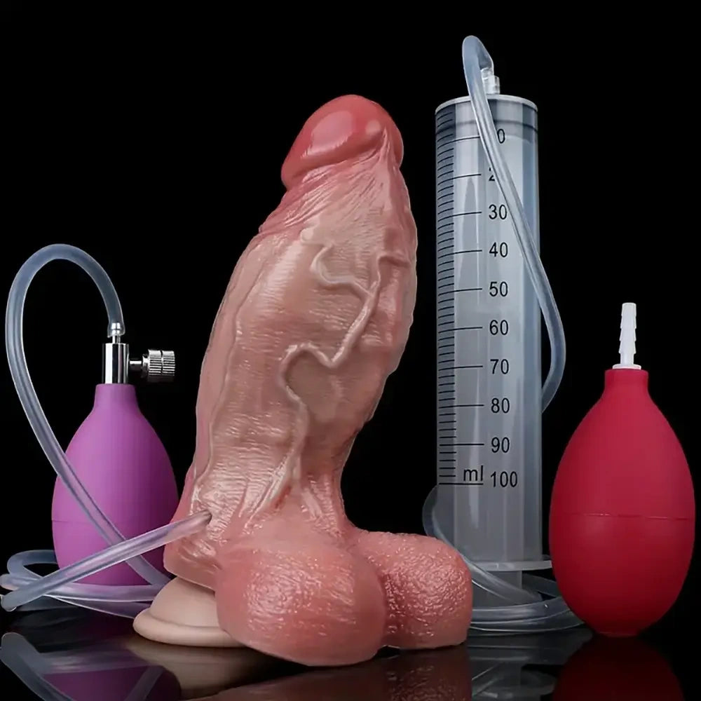 6.5in Inflatable Water-Spraying Silicone Soft Anal Penis Dildo Adult Toy
