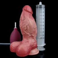 6.5in Liquid Thick Fat Real Silicone Double Layer Realistic Cumming Dildo