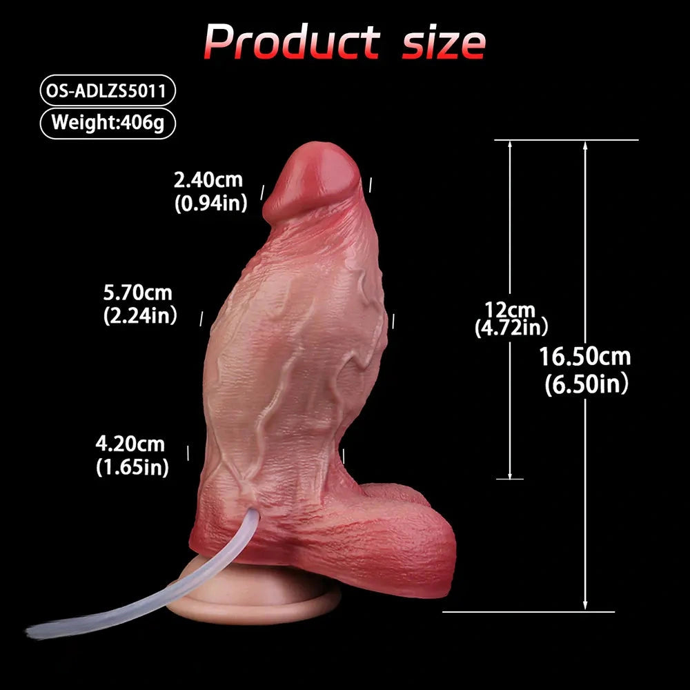 6.5in Liquid Thick Fat Real Silicone Double Layer Realistic Cumming Dildo