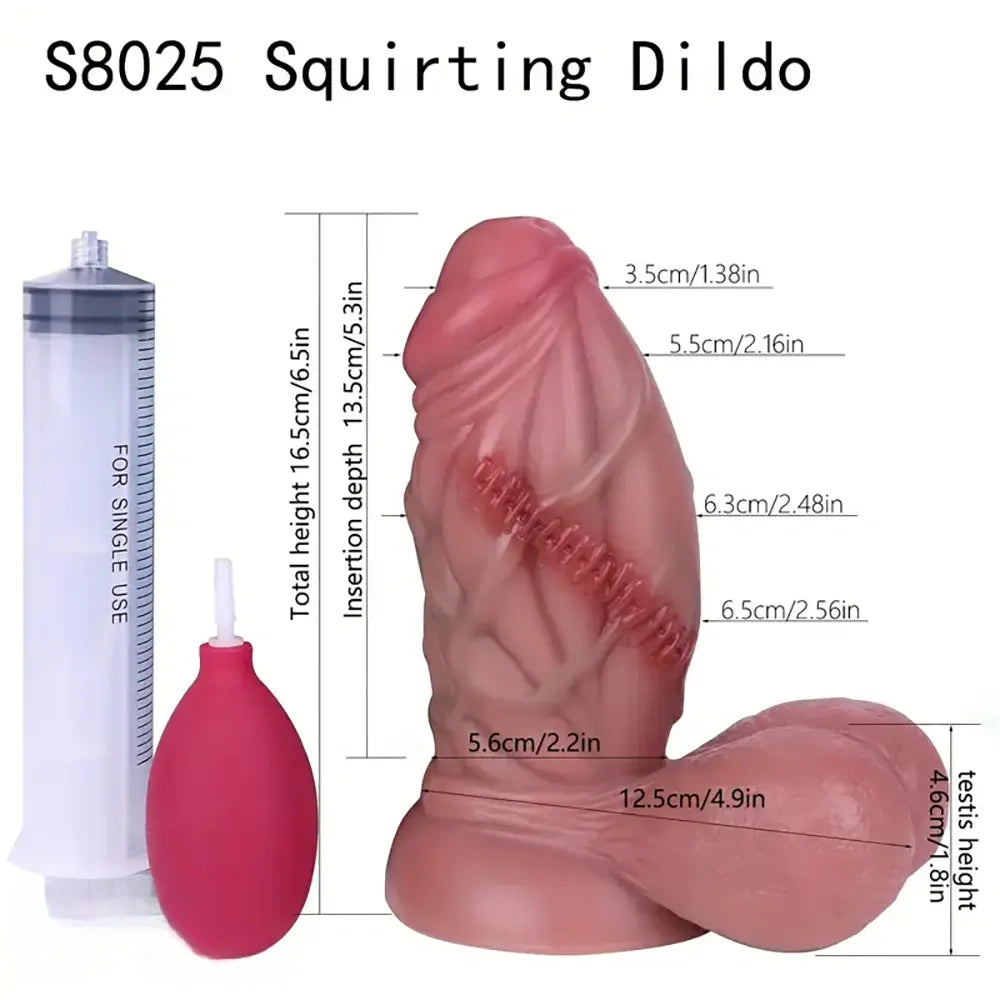 6.5in Realistic Injured Penis Thick Liquid Silicone Squirting Dildo