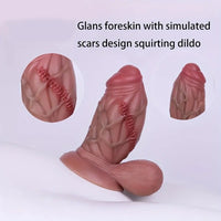 6.5in Realistic Silicone Lifelike Glans Foreskin Dildo with Squirt Function