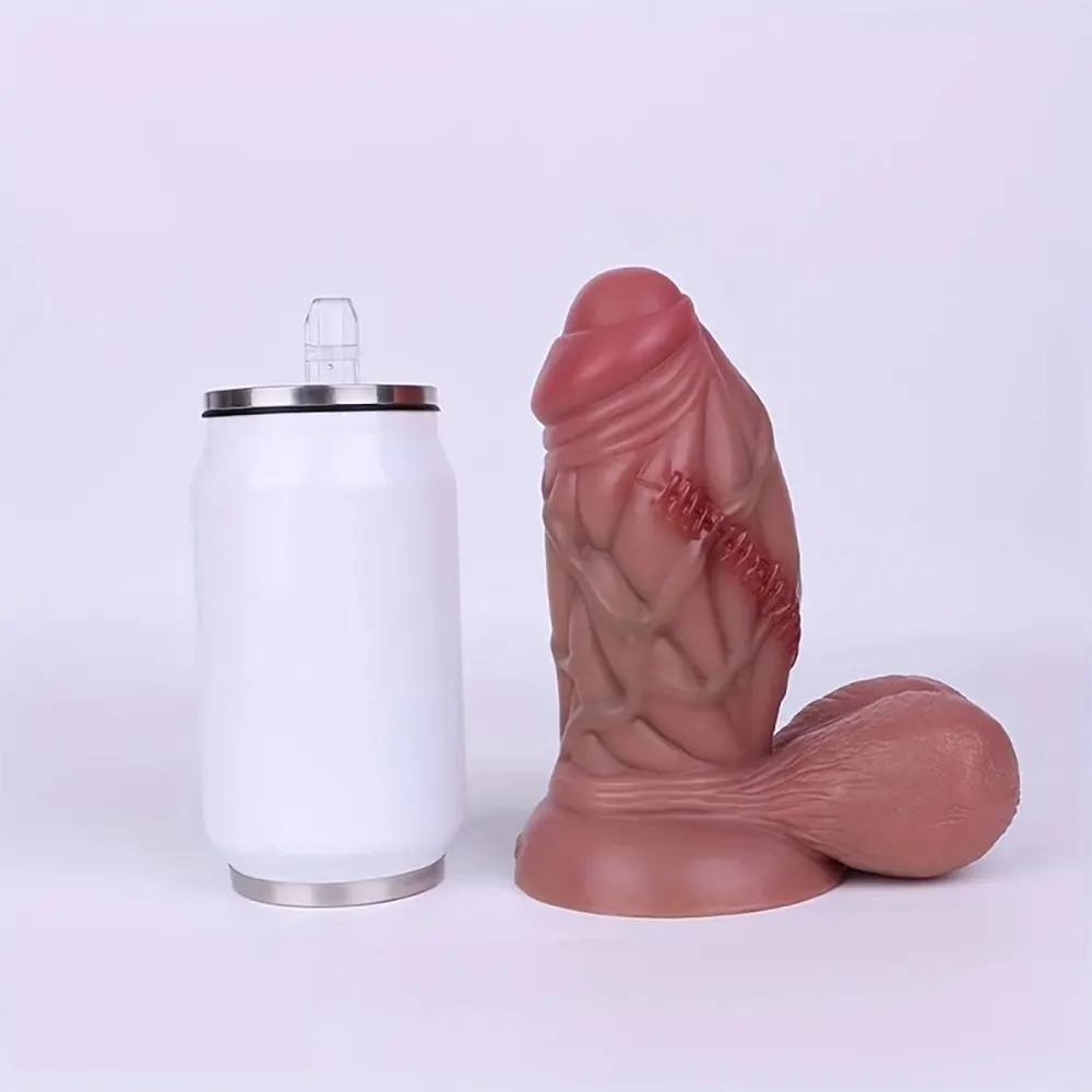 6.5in Realistic Silicone Lifelike Glans Foreskin Dildo with Squirt Function