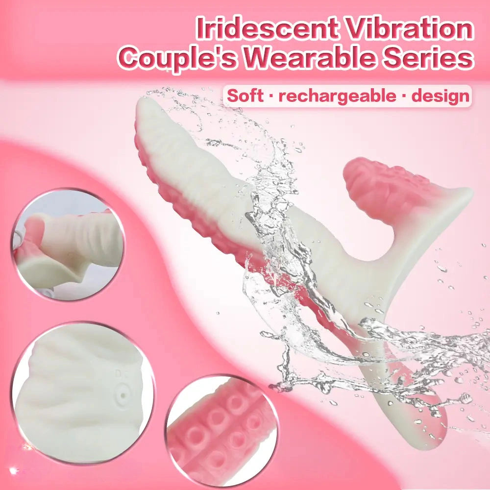 6.5in Tentacle Strap on Vibrating Dildo Natural Curved Soft Liquid Silicone